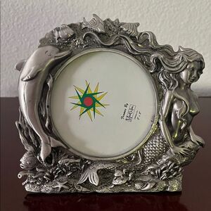 Silver Pewter Dolphin and Mermaid Picture Mist Co Frame 3x3 photo